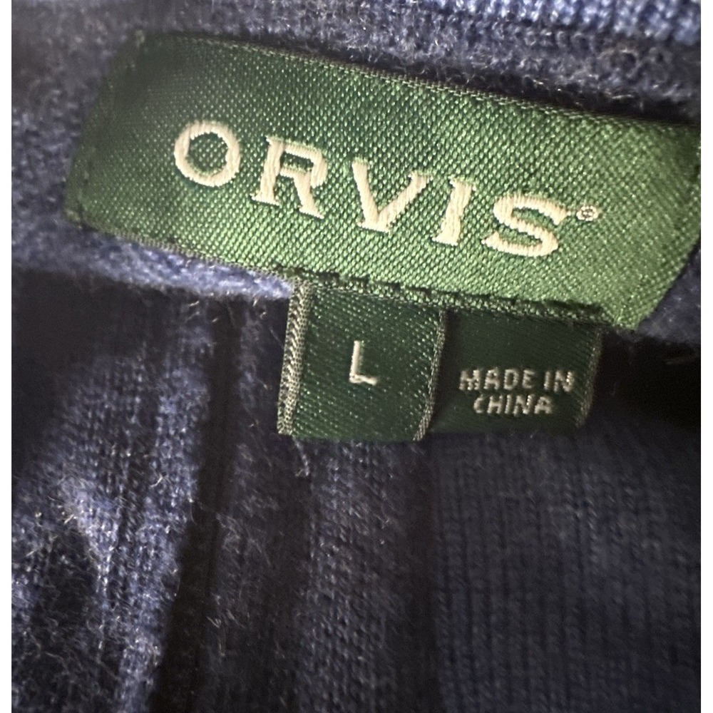 Orvis Merino Wool Sweater Mens Large Navy Blue Mock Neck Pullover - Picture 6 of 14